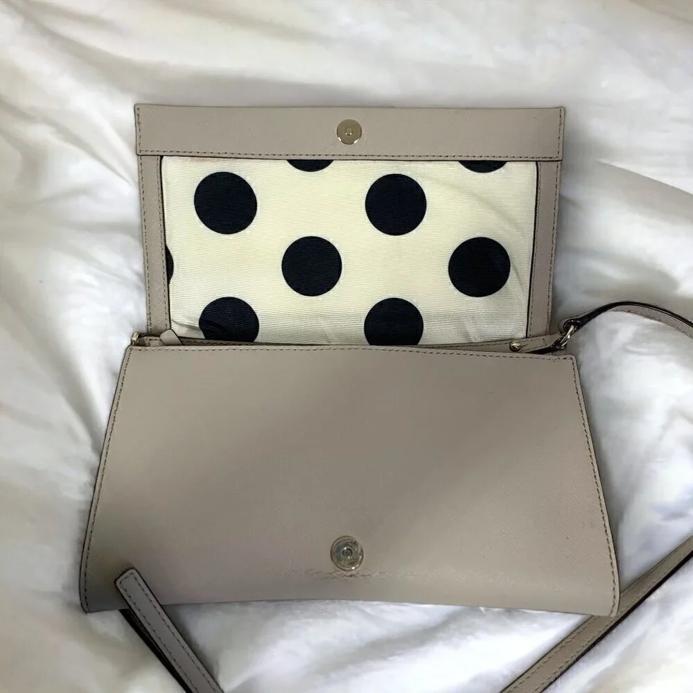 Kate Spade Cedar St. Cali Convertible Clutch Crossbody Beige Leather